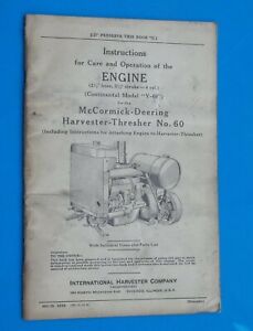 Vintage 1938 McCormick-Deering Harvester-Threshers Engine Care Operation No 60 