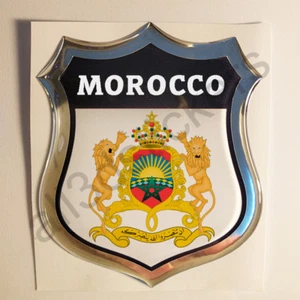 Sticker Morocco Emblem Coat of Arms Shield 3D Resin Domed Gel Vinyl Decal Car La - Picture 1 of 1