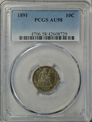 1891 Seated dime, PCGS AU58..........Type Coin Company Cover