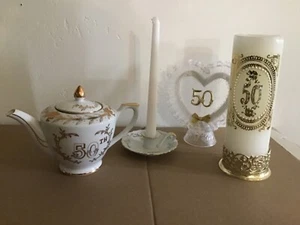 Posten (4) Lefton 50. Jahrestag Teekanne Kerzenhalter Sofortkauf PREISVORSCHLAG MACHEN! - Bild 1 von 17