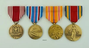 4 Medallas Segunda Guerra Mundial Buena Conducta, Americano, Teatro del Pacífico Asiático, Victoria - Campaña - Imagen 1 de 2