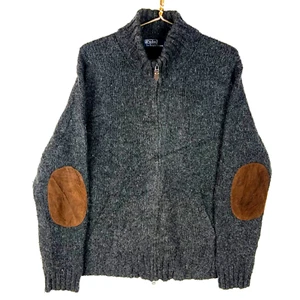 Vintage Polo Ralph Lauren Knit Alpaca Wool Sweater XL Gray Full Zip - Picture 1 of 4