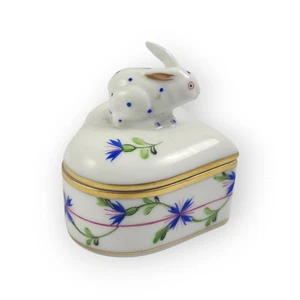 Herend Hungary Heart Shaped Rabbit Bunny Porcelain Heart Trinket Box #6112 - Picture 1 of 8