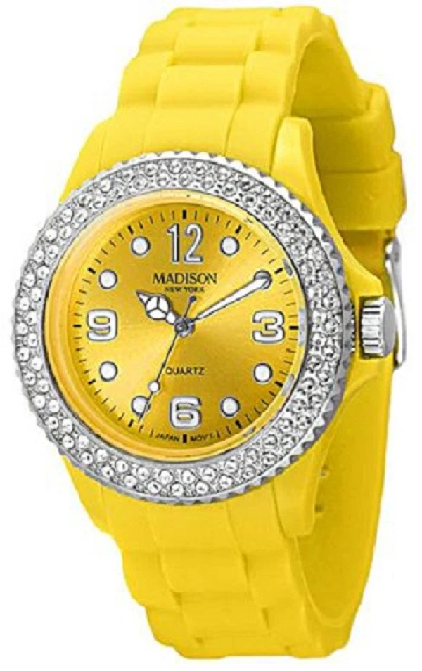 Orologio Madison Juicy Glamour giallo con Swarovski Elements orologio da donna orologio da polso da donna
