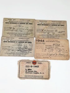Vintage 40er Kreditkarte Führerschein Union Karten gleiche Person New Jersey Ephemera  - Bild 1 von 13