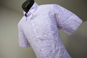 Brooks Brothers Regent 100% Linen Button Up Dress Shirt Purple Mens Size Small - Picture 1 of 8