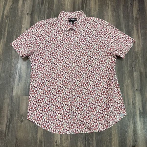Camisa Bonobos Para Hombre XL Blanca Roja Calce Ajustado Elastizado Algodón Floral Manga Corta - Imagen 1 de 8