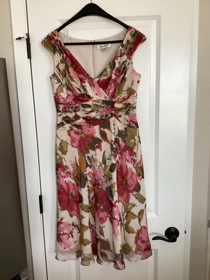 Coldwater Creek 100% Silk Floral A-line Dress Size 8 Women’s Midi Sundress - Image 1 of 4