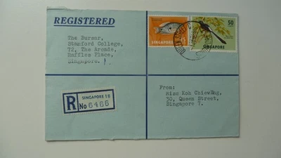 Singapore  Registered envelope Queen Street C 1968 See scan tears reverse - Image 1 of 2