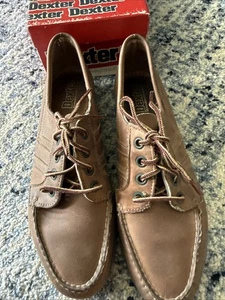 Dexter Vintage Leather Boat Shoes Women 9 Narrow Brown Round Toe Lace Up NEW - Picture 1 of 4