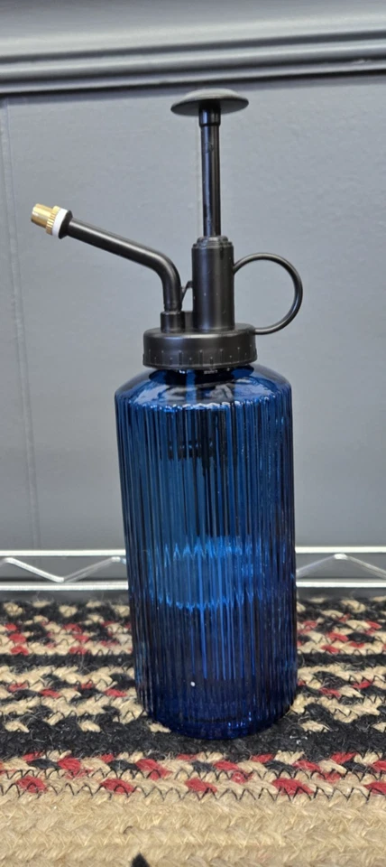 Blue  Glass Plant Mister Spray Bottle With Plastic Pump 8" Tall 4" wide - Image 1 of 1