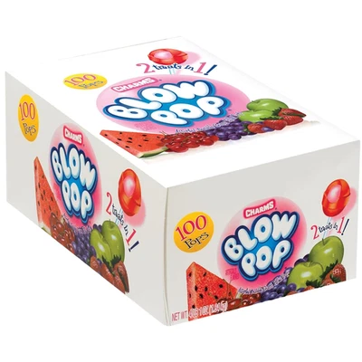Charms Blow Pops, sabores surtidos, 100 unidades, caja de 4 lb 1 oz Foto 1 de 4