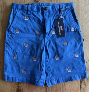 Vineyard Vines American Flag Sail Boat Blue Breaker Shorts - Boys Size 12 - NWT - Picture 1 of 4