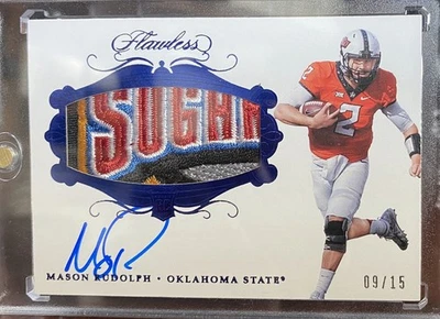 2018 Mason Rudolph Flawless Rookie Jersey Bowl Patch On Card Auto /15 RC RPA - Image 1 of 2
