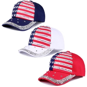USA Bling Baseball Cap Sparkle American Flag Hat Men Women Hip Hop Caps (3pcs... - Picture 1 of 8