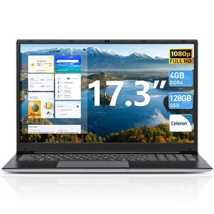 Ordenador portátil SGIN 17,3 pulgadas 4 GB RAM 128 GB SSD Quad-Core hasta 2,5 GHz plateado - Imagen 1 de 8