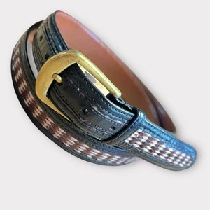 Johnston & Murphy Men Dress Belt Aniline Kipskin Shoulders Black Laced Buckle 36 - Picture 1 of 8