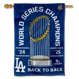 MLB Los Angeles Dodgers 2025 Back to Back World Champions Series House Flag - Picture 1 of 4
