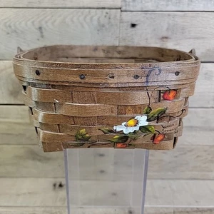 Handbemalter geflochtener Korb mit Henkel weiße Blume & Erdbeeren Wanda Schweitzer - Bild 1 von 12