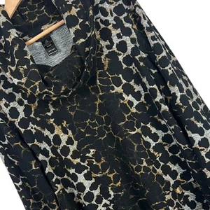 ALI MILES Women's 1X Bold Abstract Art Animal Print Patch Pocket Cowl Neck Tunic - Picture 1 of 11