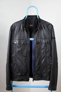 Strellson Leather Jacket Calfskin Black Men's Size M - Picture 1 of 18