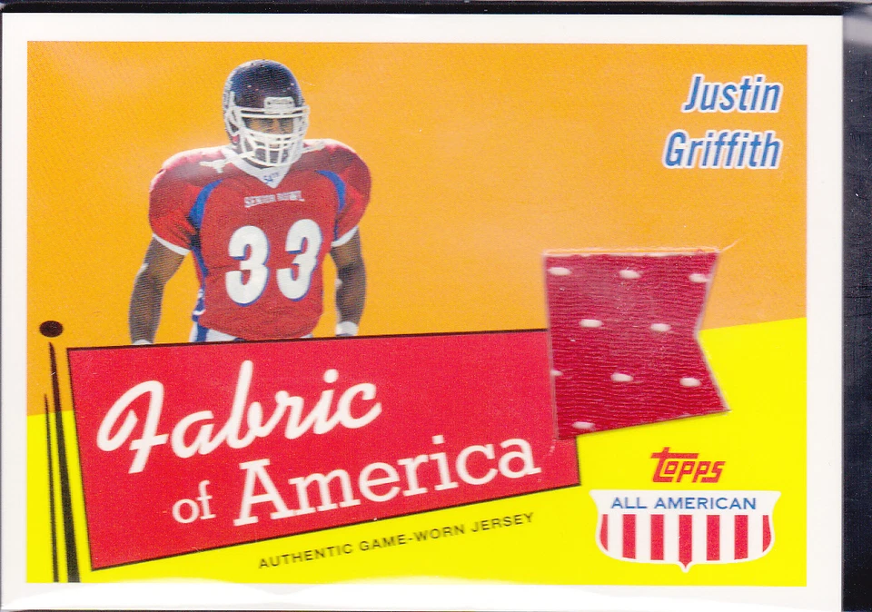 2003 Topps All American Fabric of America #FAJGR Justin Griffith Jersey - Image 1 of 1