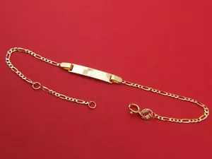 Real 14k yellow gold Baby Bracelet Figaro id Adjustable 4.5",5.5",6.5" - Picture 1 of 6