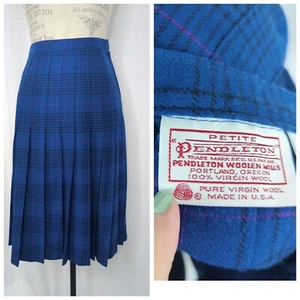 Vintage Pendleton Midi Skirt X Small XS Pleated Wool Blue - Picture 1 of 9