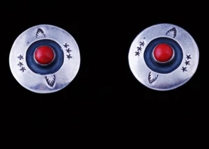 Vintage Mediterranean Oxblood Coral Shadowbox Design Clip Earrings - Picture 1 of 3