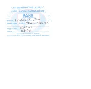Used Ticket / Press Pass - Chesterfield v Leyton Orient 16.11.2005 - Picture 1 of 1