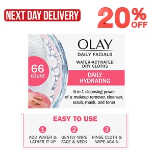 Olay Daily Facials 4-in-1 Cleansing Wipes – Water-Activated Cloths, 66 Count - Picture 1 of 12