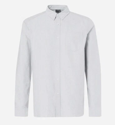 New Oakley O Solid Mens Longsleeve Oxford Button Down Shirt Light Gray Large - Image 1 of 3