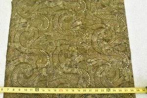 28" Long, Tan Olive & Brown Swirling-Dots Batik Quilt Cotton, P7978 - Picture 1 of 5