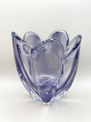 Japanese Iwatsu 'Hineri' Purple Handkerchief Glass Vase - image 1 of 4