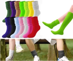 Scrunch Slouch Cotton Knit Long Knee High Socks 1 pair - Picture 1 of 28