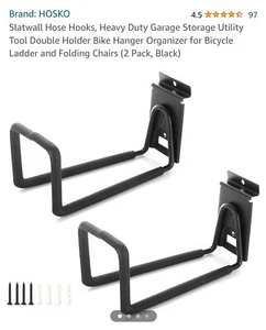Slatwall Hose Hooks, Heavy Duty Garage Storage Utility Tool Double Holder... - Picture 1 of 7