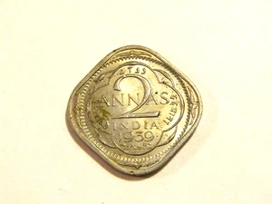 India British 1939-B 2 Annas Au Coin - Picture 1 of 5