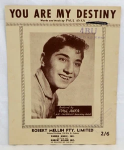 YOU ARE MY DESTINY Sheet Music by Paul Anka 1958 Australian Print Tracked Post - Picture 1 of 6