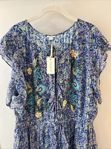 NWT Sundance Catalog Blue Tiered Floral “Eden Embroidered Dress” Size XL $298 - Picture 1 of 9
