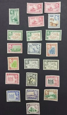 1938-55 Fiji, KGVI  Definitive Short Set (Less 10/ & £1) SG249/64 MH - Image 1 of 4
