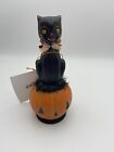 Figurine neuve Bethany Lowe Kitty On Jack O Lantern chat noir sur citrouille Halloween