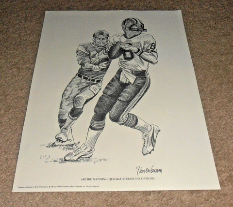 VINTAGE 1981 ARCHIE MANNING  NEW ORLEANS SAINTS SHELL OLD POSTER Cover