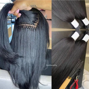 Light Yaki Brazilian I Tip Human Hair Extension Microlink Micro Beads 100strands - Picture 1 of 12