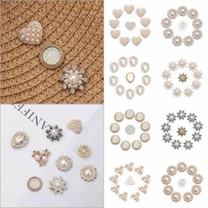 Sparkling Pearl Button Headwear Accessories Pearl Hairpins Rhinestone Buttons - Picture 1 of 21