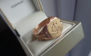 9 kt Gold Siegelring Rotgold Antik Edwardianisch HM 1908 Birmingham Große Größe W - Bild 1 von 11