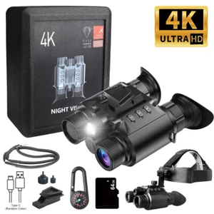 8X Zoom 4K 3D Head Mount Night Vision Goggles Infrared Digital Binoculars 64GB - Picture 1 of 18