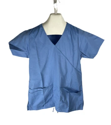 New Unbranded Scrub Top Solid Blue Size XS Free US Shipping - Image 1 of 3