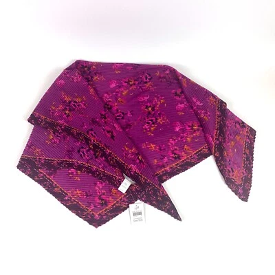 J Jill 百褶围巾朗姆酒葡萄干紫色花卉全新带标签 — 第 1/4 张图片