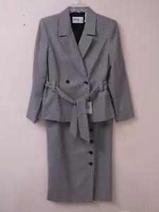 Nuevo MODA SPIEGEL Blanco y Negro Poliéster/Rayón Pata de Gallo 2 Piezas Falda Traje Talla 6P - Imagen 1 de 6