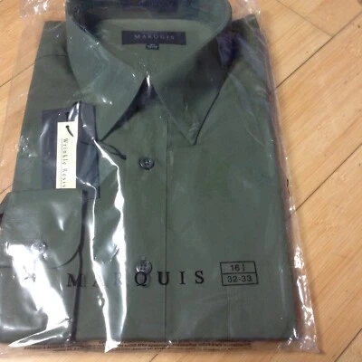 Marquis - Camisa de manga larga verde resistente a las arrugas para hombre - Talla 16,5 (32-33) Foto 1 de 2